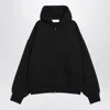 Essentials Logo Print Zip-up Hooded Sweatshirt In Black
