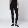Essentials Black Leggings In Stretch Waffle Fabric In Black