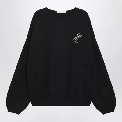 Essentials Embroidered-logo Wool-blend Sweater In Black