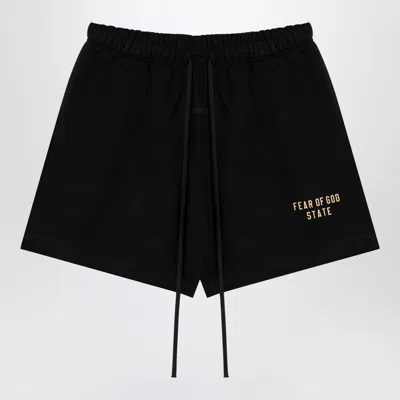 ESSENTIALS FEAR OF GOD ESSENTIALS BLACK SHORTS WITH LOGO