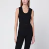 Essentials Black Tank Top In Stretch Waffle Fabric In Black