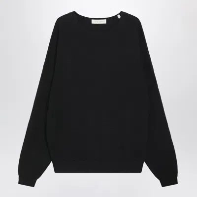 Essentials Waffle-knit Crewneck Sweatshirt In Black