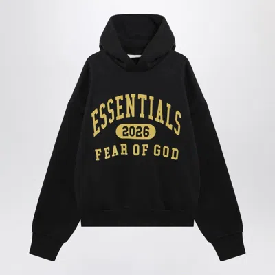 Essentials Fear Of God  Black Washed Sweatshirt With Logo Print