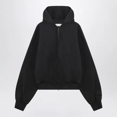 Essentials Fear Of God  Black Washed Zip Hoodie In Animal Print