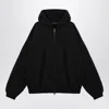 Essentials Rubberized Logo Patch Zip-up Hooded Sweatshirt In Black