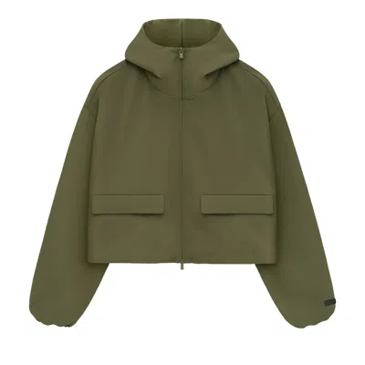 Pre-owned Essentials Fear Of God  Bonded Nylon Hooded Anorak 'military' | Green | Women's Size S
