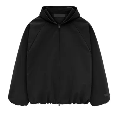 Pre-owned Essentials Fear Of God  Bonded Nylon Hooded Bomber Jacket 'black' | Men's Size S