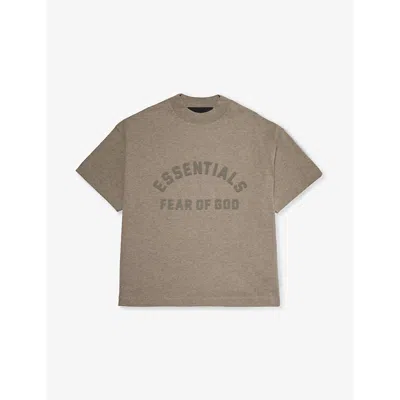Essentials Fear Of God  Boys Heather Grey Kids  Brand-print Short-sleeve Cotton-jersey T-sh
