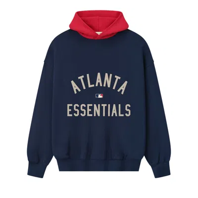 Pre-owned Essentials Fear Of God  Braves Hoodie 'navy/red' | Blue | Men's Size M