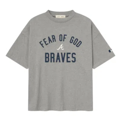 Essentials Fear Of God  Braves Ss25 T-shirt 'dark Heather' In Gray
