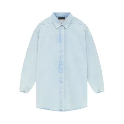 Pre-owned Essentials Fear Of God  Button Down Shirt 'light Washed Denim' | Blue | Women's Size S