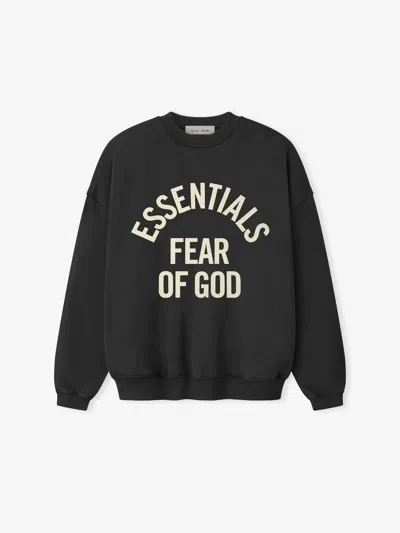 Essentials Fear Of God  Campus 90 Crewneck Sweatshirt In Fadedblack
