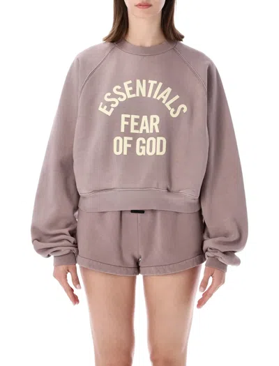 Essentials Fear Of God  Campus '90 Cropped Crewneck In Brown