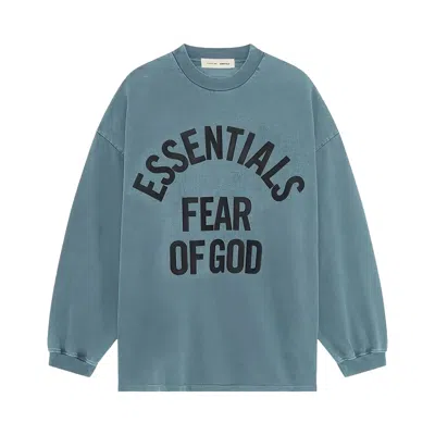 Pre-owned Essentials Fear Of God  Campus 90's Long-sleeve Tee 'faded Coastal' | Blue | Men's Size L