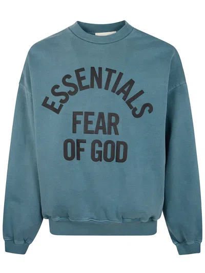 Essentials Logo-print Crew Neck Sweater In Blue