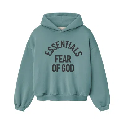 Pre-owned Essentials Fear Of God  Campus 90s Hoodie 'faded Coastal' | Green | Kid's Size 8