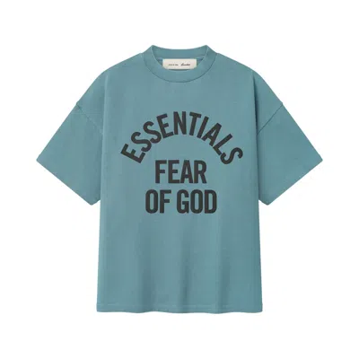 Pre-owned Essentials Fear Of God  Campus 90s Short Sleeve Tee 'faded Coastal' | Green | Kid's Size 8