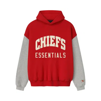Pre-owned Essentials Fear Of God  Chiefs Sport Hoodie 'red/concrete Heather' | Men's Size L