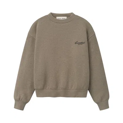 Pre-owned Essentials Fear Of God  Classic Crewneck Sweatshirt 'homestead Heather' | Tan | Women's Size Xs In Brown