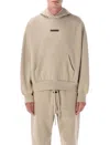Essentials Mens Abbey Stone Classic Fleece Logo-embellished Cotton-blend Hoody Xs In Brown