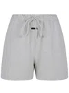 Essentials Drawstring Cotton Shorts In Silver