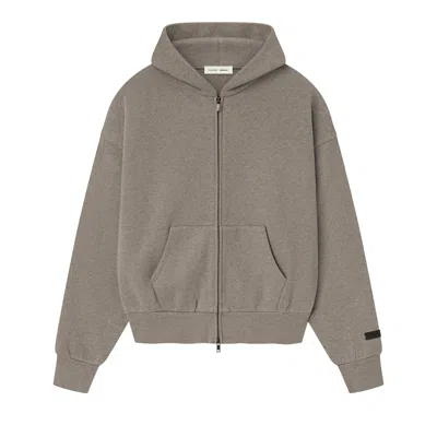 Pre-owned Essentials Fear Of God  Classic Fleece Zip-up Hoodie 'homestead Heather' | Tan | Men's Size Xl