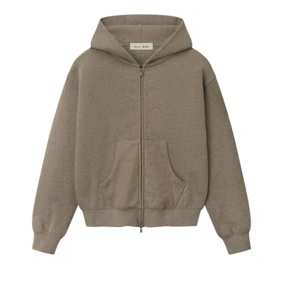 Pre-owned Essentials Fear Of God  Classic Full Zip Hoodie 'homestead Heather' | Tan | Women's Size L In Brown