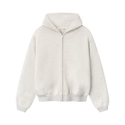 Pre-owned Essentials Fear Of God  Classic Full Zip Hoodie 'oatmeal Heather' | Cream | Kid's Size 10 In White