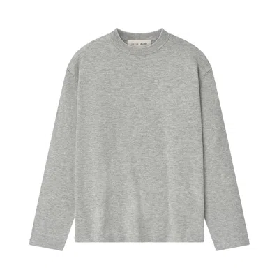 Pre-owned Essentials Fear Of God  Classic Knit Long Sleeve Tee 'concrete Heather' | Grey | Women's Size L In Gray