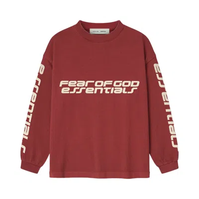 Pre-owned Essentials Fear Of God  Classic Long Sleeve Tee 'crimson' | Red | Kid's Size 8