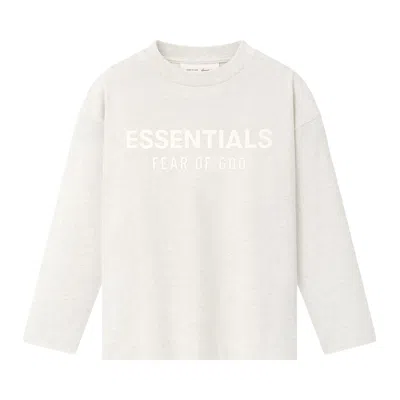 Pre-owned Essentials Fear Of God  Classic Long Sleeve Tee 'oatmeal Heather' | Cream | Kid's Size 12