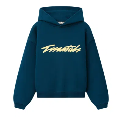 Pre-owned Essentials Fear Of God  Classic Raglan Hoodie 'night Sea' | Blue | Kid's Size 12