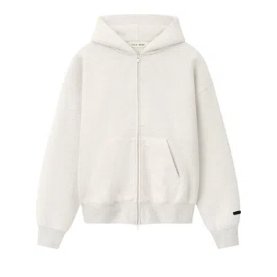 Pre-owned Essentials Fear Of God  Classic Zip-up Hoodie 'oatmeal Heather' | Cream | Men's Size L