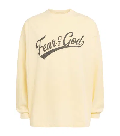 Essentials Fear Of God  Cotton Merch Long-sleeve T-shirt In Beige