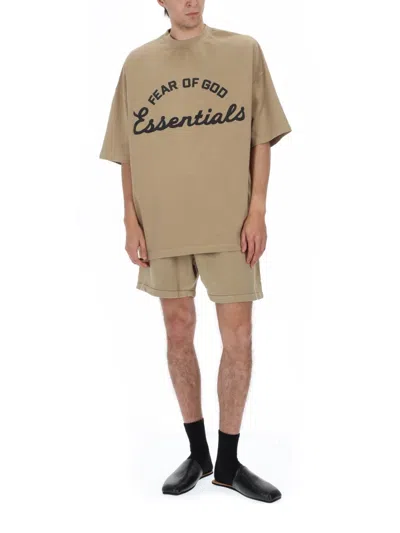 Essentials Fear Of God  Cotton Training Shorts In Beige