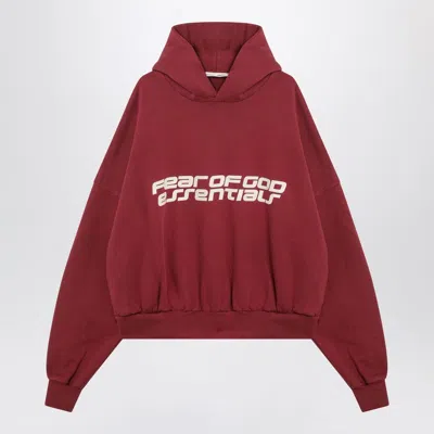 Essentials Fear Of God  Crimson Cropped Hoodie In Burgundy