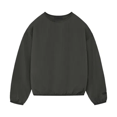Pre-owned Essentials Fear Of God  Crinkle Nylon Pullover Crewneck 'ink' In Black