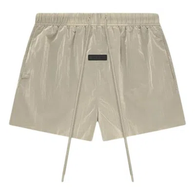 Essentials Fear Of God  Crinkle Nylon Running Short 'garden Yellow' In Silver