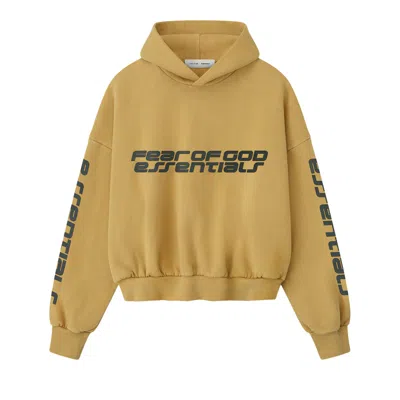 Pre-owned Essentials Fear Of God  Cropped Relaxed Hoodie 'canyon' | Yellow | Men's Size L