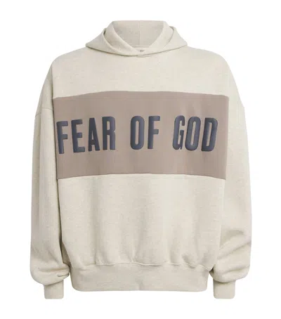 Essentials Fear Of God  Cropped Relaxed Hoodie In Neutral