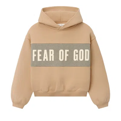 Pre-owned Essentials Fear Of God  Cropped Relaxed Panelled Hoodie 'ginger/seal Heather' | Tan | Kid's Size 8