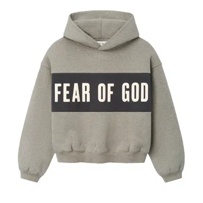 Pre-owned Essentials Fear Of God  Cropped Relaxed Panelled Hoodie 'seal Heather/iron Grey' | Kid's Size 10