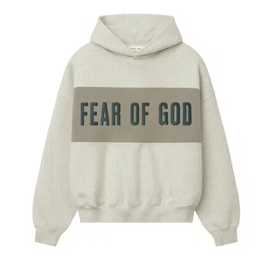 Pre-owned Essentials Fear Of God  Cropped Relaxed Panelled Hoodie 'vanilla Heather/seal' | Grey | Men's Size M