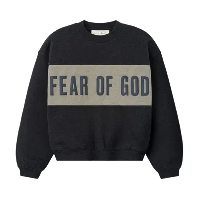 Pre-owned Essentials Fear Of God  Cropped Relaxed Panelled Sweatshirt 'iron Grey Heather/ Seal Heather' | Kid's