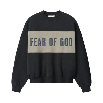 Pre-owned Essentials Fear Of God  Cropped Relaxed Panelled Sweatshirt 'iron Grey Heather/ Seal Heather' | Men's