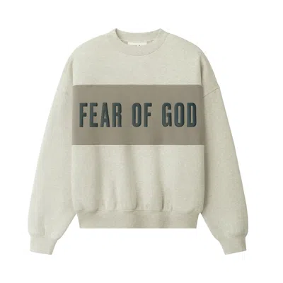Pre-owned Essentials Fear Of God  Cropped Relaxed Panelled Sweatshirt 'vanilla Heather/ Seal' | Grey | Men's Si