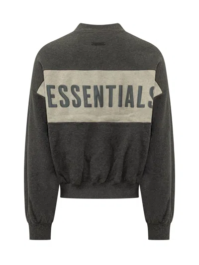 Essentials Fear Of God  Cropped Sweatshirt In Iron Grey Heather/seal Heather
