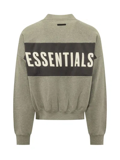Essentials Fear Of God  Cropped Sweatshirt In Seal Heather/iron Grey