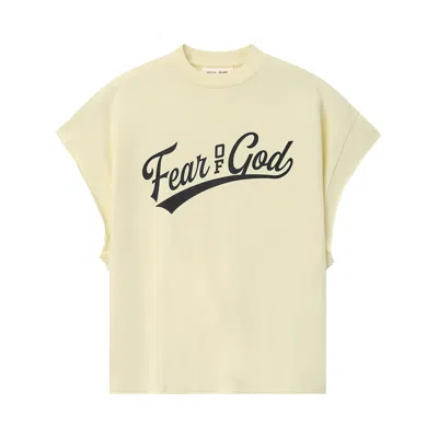 Pre-owned Essentials Fear Of God  Cut Off 90s Tee 'chalk' | Cream | Men's Size L