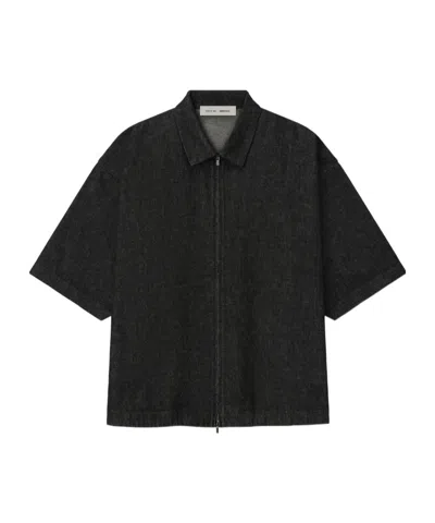 Essentials Fear Of God  Denim Full Zip Work Shirt In Black
